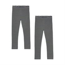 BIRKHOLM 2-Pak Stribede Rib Leggings Granit Grå & Skifer Grå